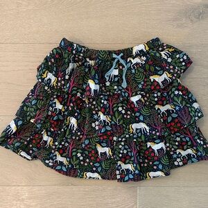 Boden Unicorn Navy Ruffle Skirt with Unicorn and Floral Print